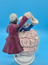 Lovers Dancing Porcelain Figurine - Blue & Pink Dresden Dress