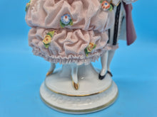 Lovers Dancing Porcelain Figurine - Blue & Pink Dresden Dress