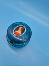 Victorian Face Blue Glass Hinge Top Trinket Box Dresser Jar