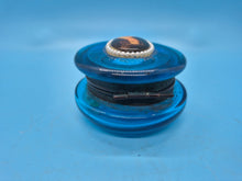 Victorian Face Blue Glass Hinge Top Trinket Box Dresser Jar