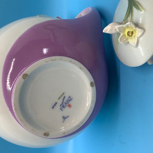 Franz Floral and Butterfly Tea Pot, Cream and Sugar Set
