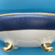 NIPPON HAND PAINTED CONSOLE BOWL FISHING BOATS BLUE AND GOLD TRIM