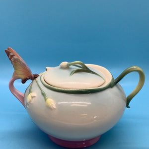 Franz Floral and Butterfly Tea Pot, Cream and Sugar Set