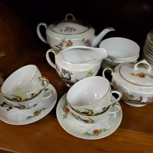 Pheasant w Floral Iridescent China Set