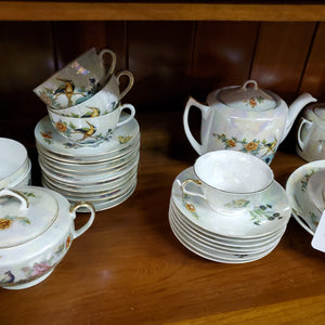 Pheasant w Floral Iridescent China Set