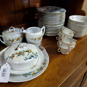Pheasant w Floral Iridescent China Set