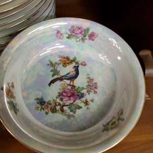 Pheasant w Floral Iridescent China Set