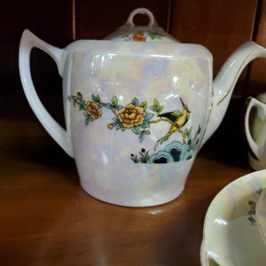 Pheasant w Floral Iridescent China Set