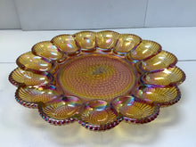 Amber Carnival Glass Egg Platter  Size: