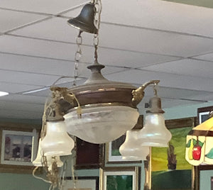 Antique Pan Top Iridescent Inverted Dome Chandelier