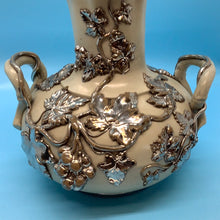 Villeroy & Boch 19th Century Silver Applique Leaves on Porcelain Vase, Raised Clay Stamp 112