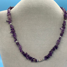 Amethyst Chip Necklace With Pendant Total 16"