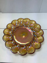 Amber Carnival Glass Egg Platter  Size: