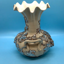 Villeroy & Boch 19th Century Silver Applique Leaves on Porcelain Vase, Raised Clay Stamp 112