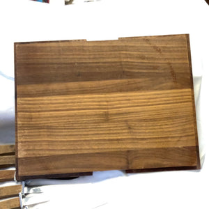 Mid Century Woodlawn By Carvel Wood Handles Set 6 in Wood Holder Tray