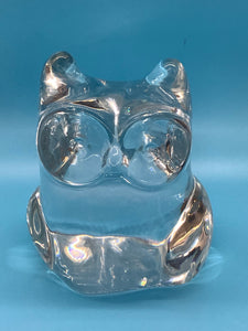 Signed Orrefors Crystal Owl Sculpture