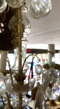 European Crystal Gold Tone 6 Armed Chandelier